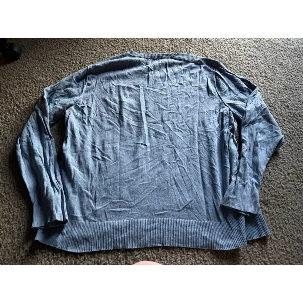 Banana republic Mens V Neck Sweater Blue Cotton Size Large 2X XXL long sleeve